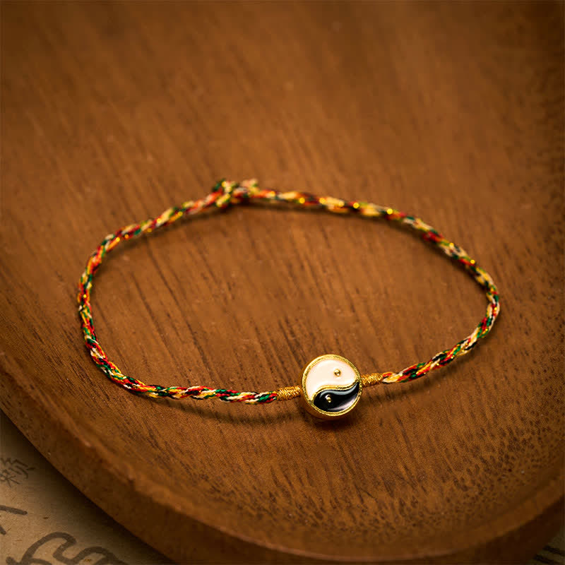 Buddha Stones Handgewebtes, farbenfrohes Yin-Yang-Armband aus dünner Kordel mit Schutzmotiv - image 1