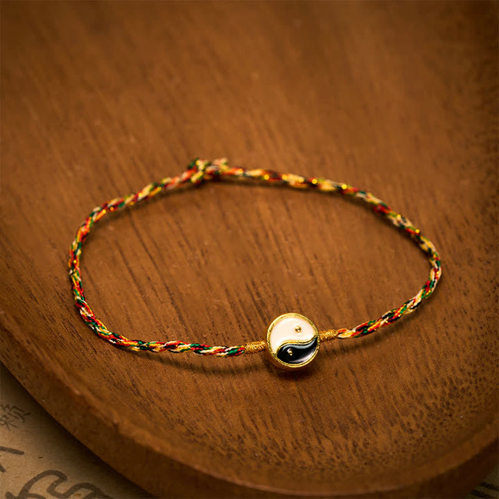 Buddha Stones Handgewebtes, farbenfrohes Yin-Yang-Armband aus dünner Kordel mit Schutzmotiv - image 1
