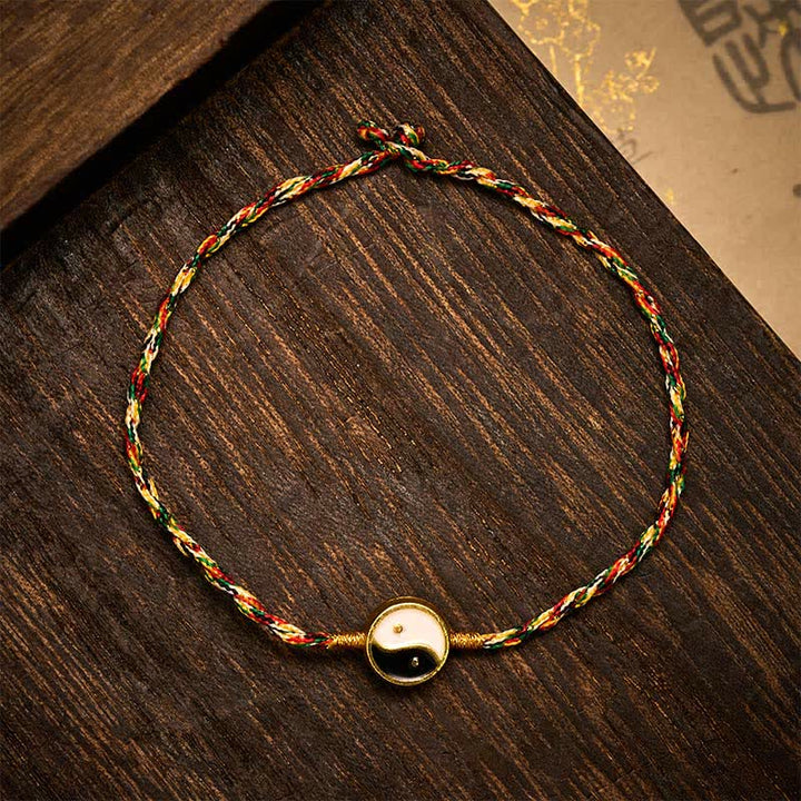 Buddha Stones Handgewebtes, farbenfrohes Yin-Yang-Armband aus dünner Kordel mit Schutzmotiv - 19 cm - image 0