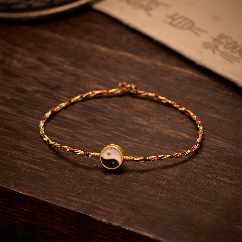 Buddha Stones Handgewebtes, farbenfrohes Yin-Yang-Armband aus dünner Kordel mit Schutzmotiv - image 2