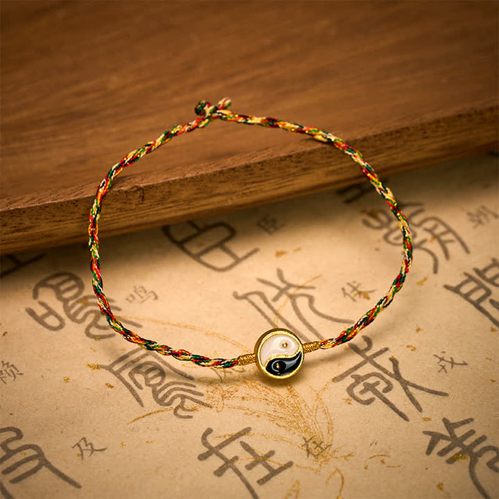 Buddha Stones Handgewebtes, farbenfrohes Yin-Yang-Armband aus dünner Kordel mit Schutzmotiv - image 4