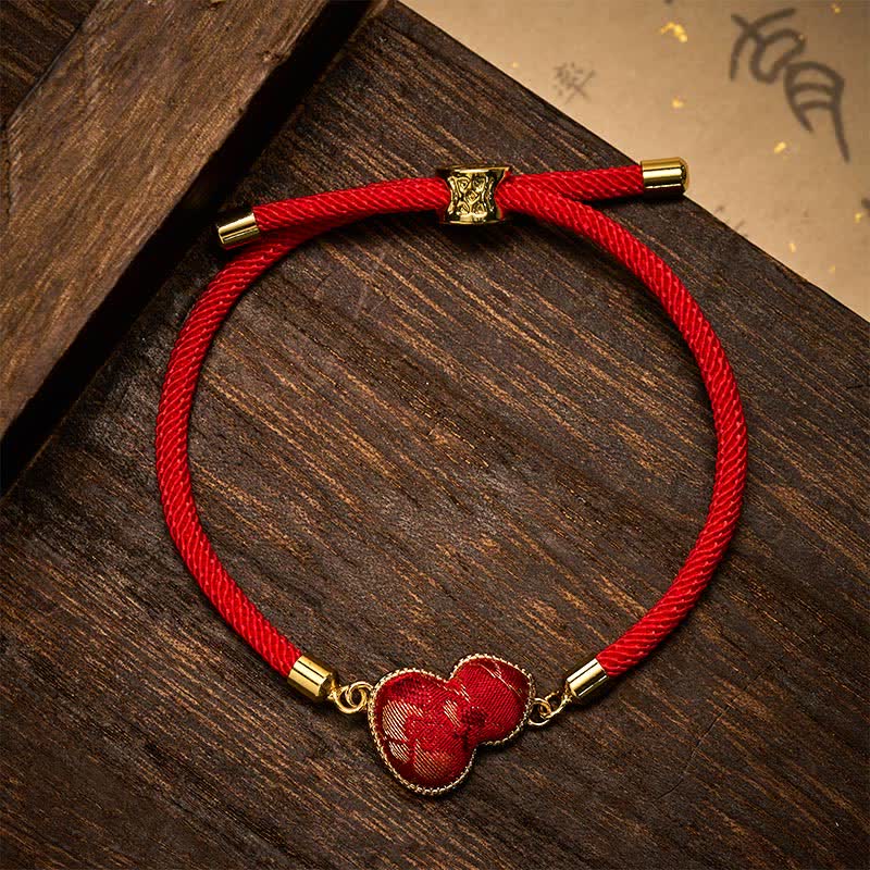 Buddha Stones Rotes Armband aus Brokatkürbis mit Schnurliedmotiv zum Schutz - image 3