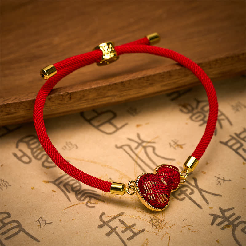 Buddha Stones Rotes Armband aus Brokatkürbis mit Schnurliedmotiv zum Schutz - image 2