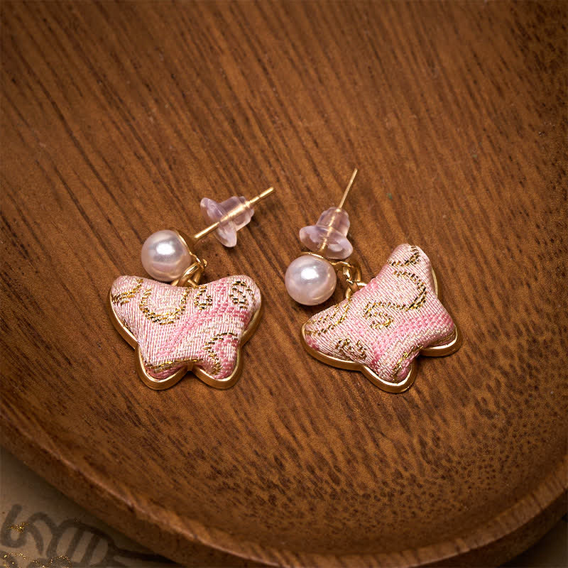 Buddha Stones Ohrringe im Vintage-Stil mit Brokatperlen und Schmetterlingsmotiven im chinesischen Vintage-Stil - image 2