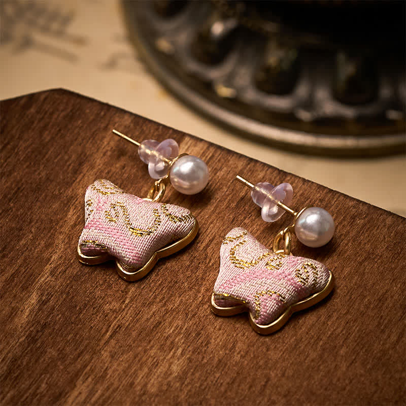 Buddha Stones Ohrringe im Vintage-Stil mit Brokatperlen und Schmetterlingsmotiven im chinesischen Vintage-Stil - image 3