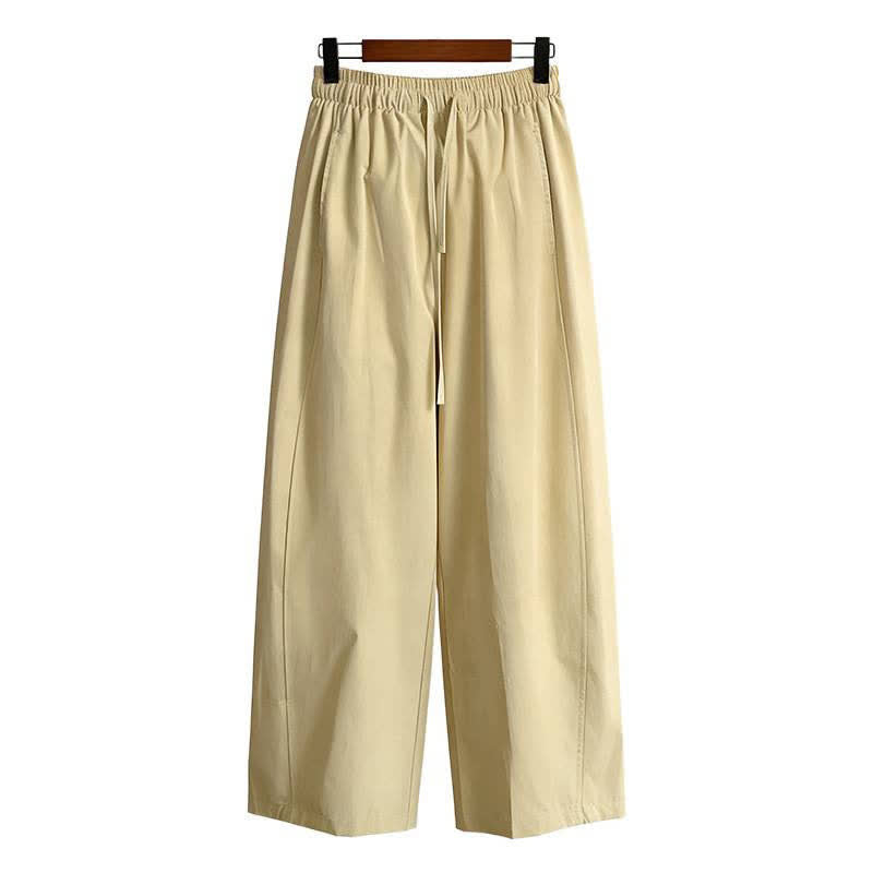 Buddha Stones Lässige, minimalistische Sommerhose mit Kordelzug, einfarbig, knöchelhoch, Damenhose mit weitem Bein und Tasche - image 4