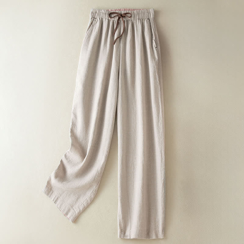 Buddha Stones Lässige, minimalistische Haremshose mit Kordelzug und Tasche für Damen – ideal für den Sommer. - Beige - US8-10, UK/AU12-14, EU40-42 (2XL) - image 0