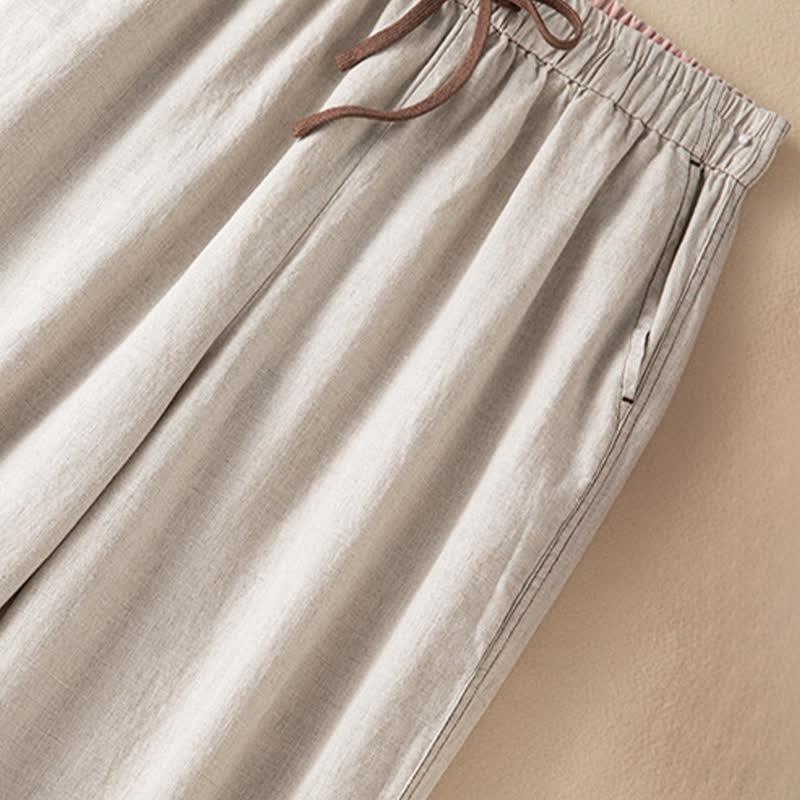 Buddha Stones Lässige, minimalistische Haremshose mit Kordelzug und Tasche für Damen – ideal für den Sommer. - image 6