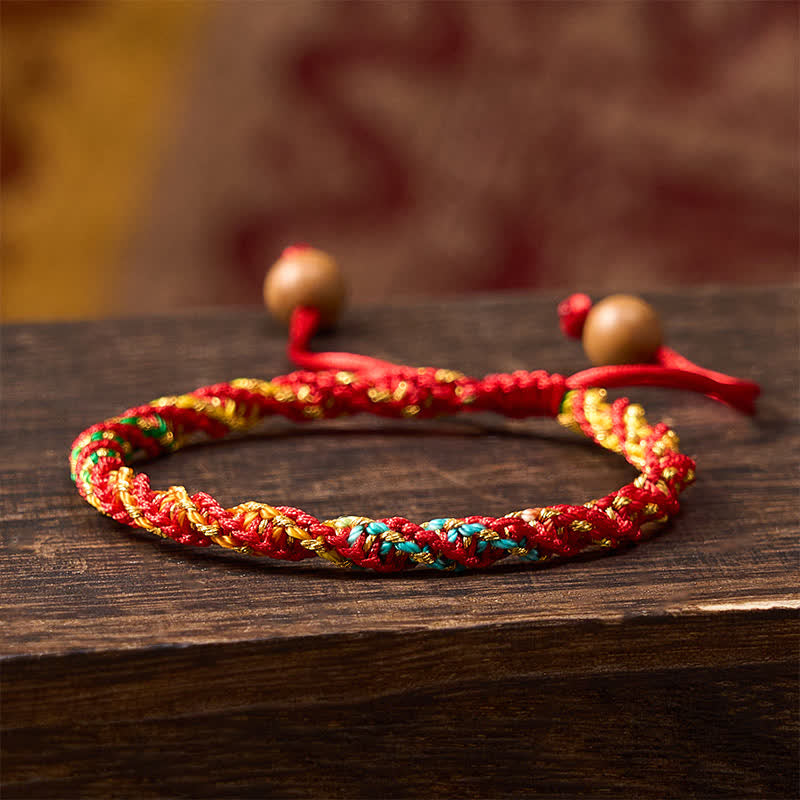 Buddha Stones Buntes Armband aus Kordel - Roter Faden (Schutz♥Glück) - image 0
