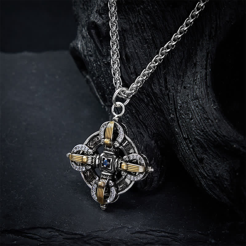 Buddha Stones Kupferplattierte Halskette mit silbernem Kreuz-Vajra-Anhänger - image 4