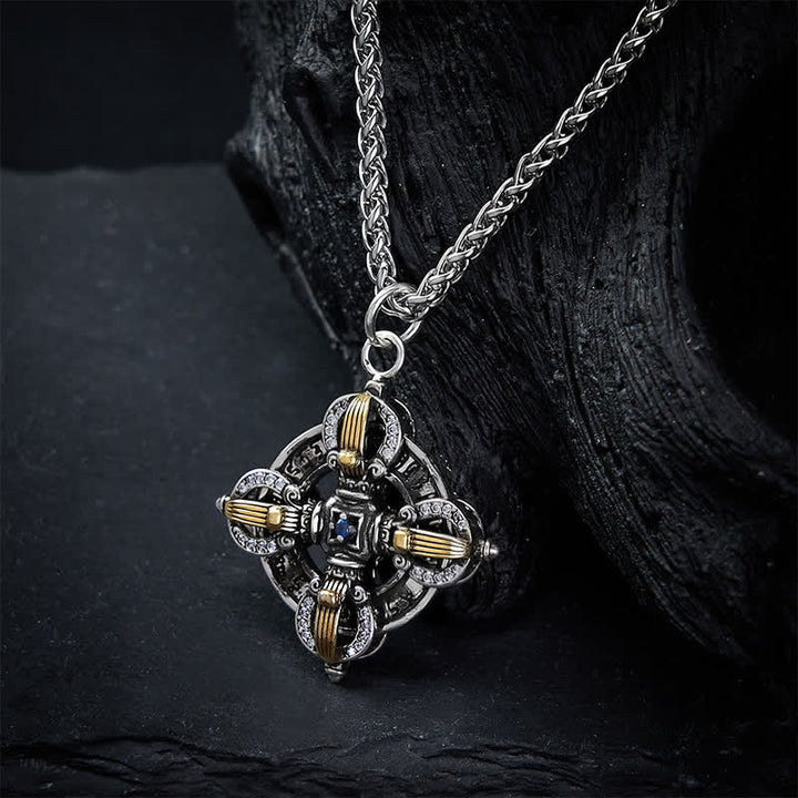Buddha Stones Kupferplattierte Halskette mit silbernem Kreuz-Vajra-Anhänger - image 4