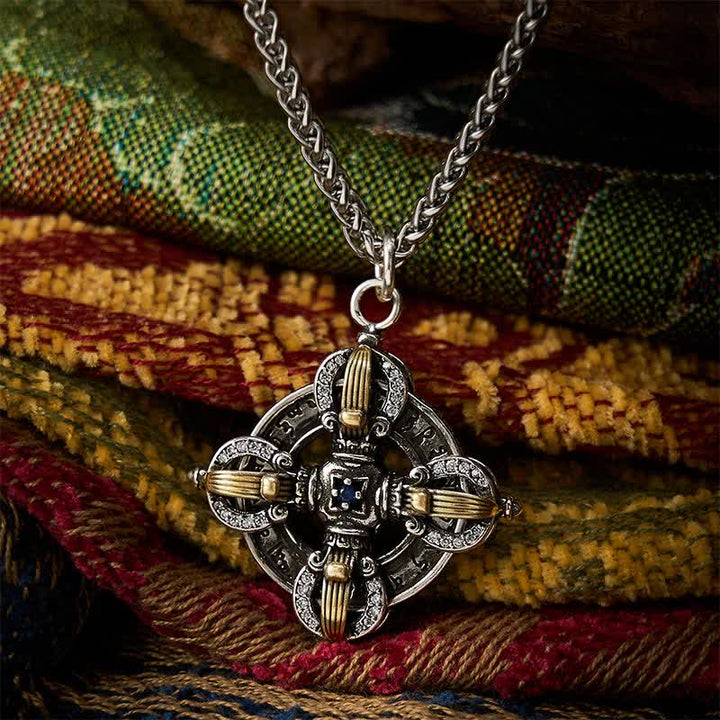 Buddha Stones Kupferplattierte Halskette mit silbernem Kreuz-Vajra-Anhänger - Kupfer (Heilung ♥ Reichtum) - image 0