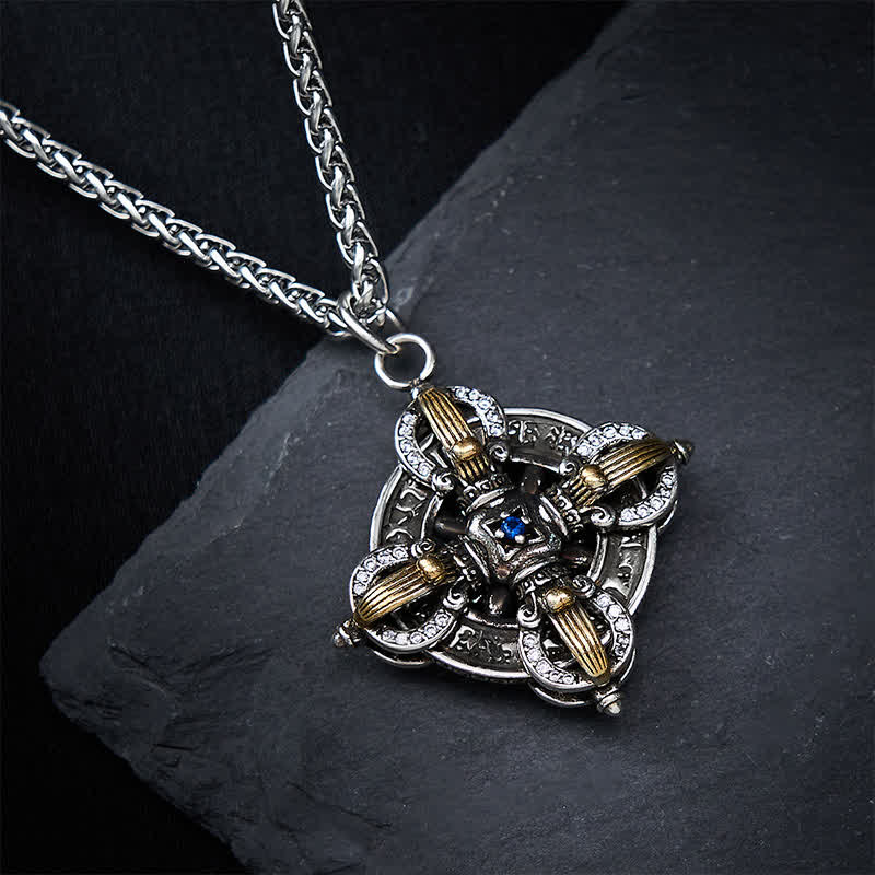 Buddha Stones Kupferplattierte Halskette mit silbernem Kreuz-Vajra-Anhänger - image 3