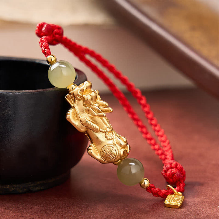 Buddha Stones Kupferarmband mit Pi-Xiu-Fu-Motiv und rotem Faden - image 9
