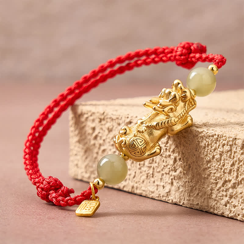 Buddha Stones Kupferarmband mit Pi-Xiu-Fu-Motiv und rotem Faden - image 11