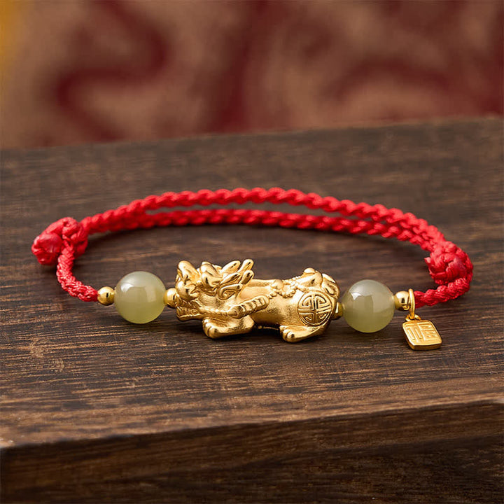 Buddha Stones Kupferarmband mit Pi-Xiu-Fu-Motiv und rotem Faden - image 2