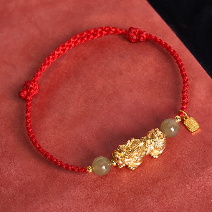 Buddha Stones Kupferarmband mit Pi-Xiu-Fu-Motiv und rotem Faden - image 4