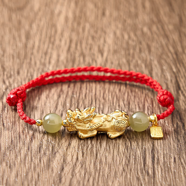 Buddha Stones Kupferarmband mit Pi-Xiu-Fu-Motiv und rotem Faden - image 4
