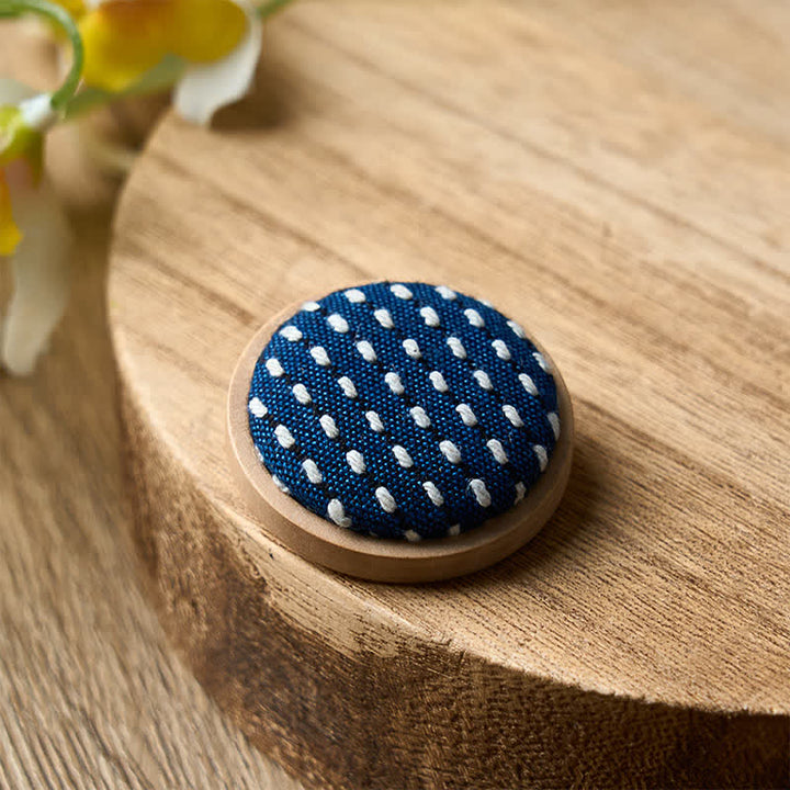 Buddha Stones Handgefertigte runde Brosche mit Stoffblumenmotiv - image 15