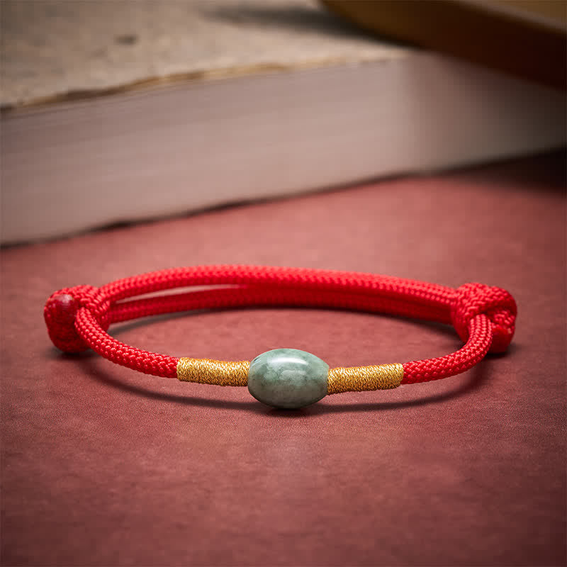Buddha Stones Jadeperlen-Armband mit roter Schnur - image 1