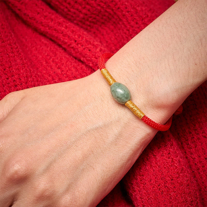 Buddha Stones Jadeperlen-Armband mit roter Schnur - image 3