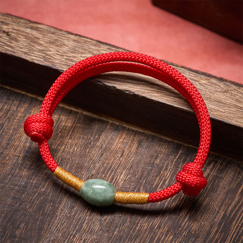 Buddha Stones Jadeperlen-Armband mit roter Schnur - Rote Schnur - image 0
