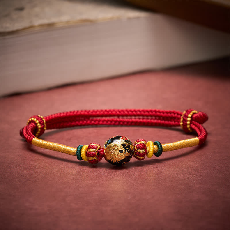 Buddha Stones Kupferdrachenperlen-Armband mit roter Schnur, starkes geflochtenes Armband - image 2