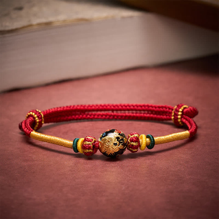 Buddha Stones Kupferdrachenperlen-Armband mit roter Schnur, starkes geflochtenes Armband - image 2