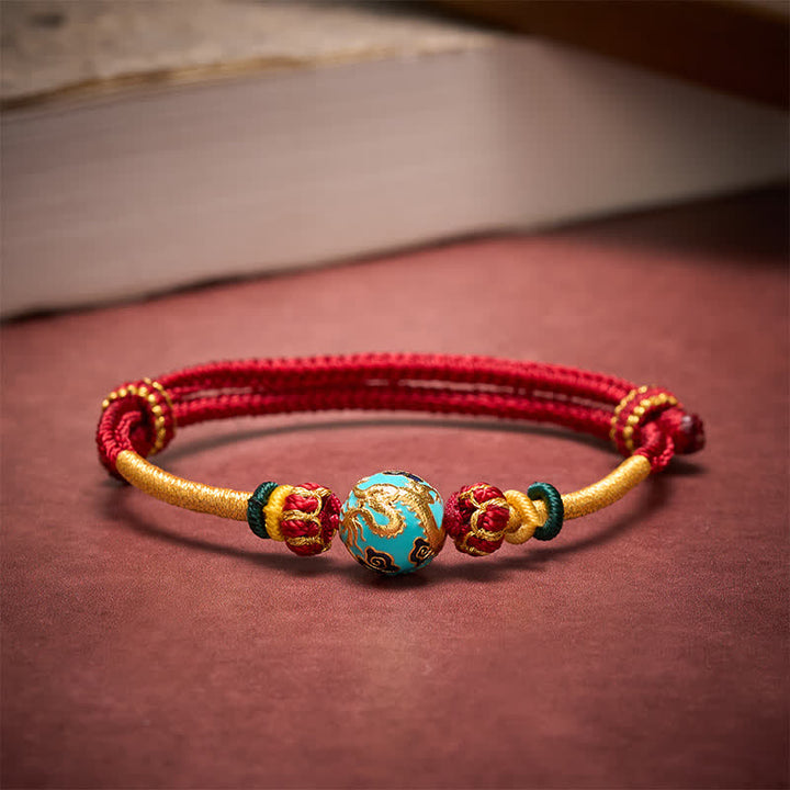 Buddha Stones Kupferdrachenperlen-Armband mit roter Schnur, starkes geflochtenes Armband - image 12