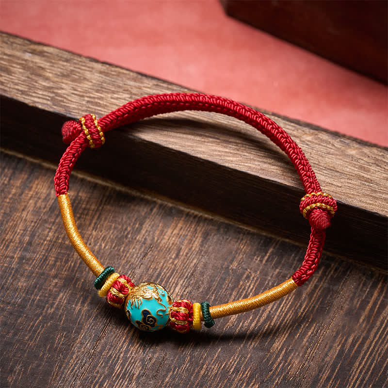 Buddha Stones Kupferdrachenperlen-Armband mit roter Schnur, starkes geflochtenes Armband - image 11