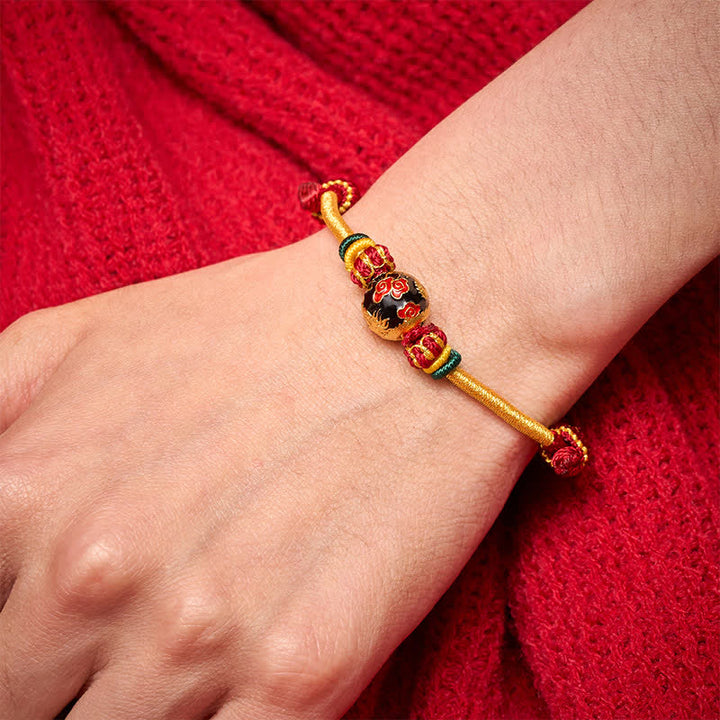 Buddha Stones Kupferdrachenperlen-Armband mit roter Schnur, starkes geflochtenes Armband - image 3