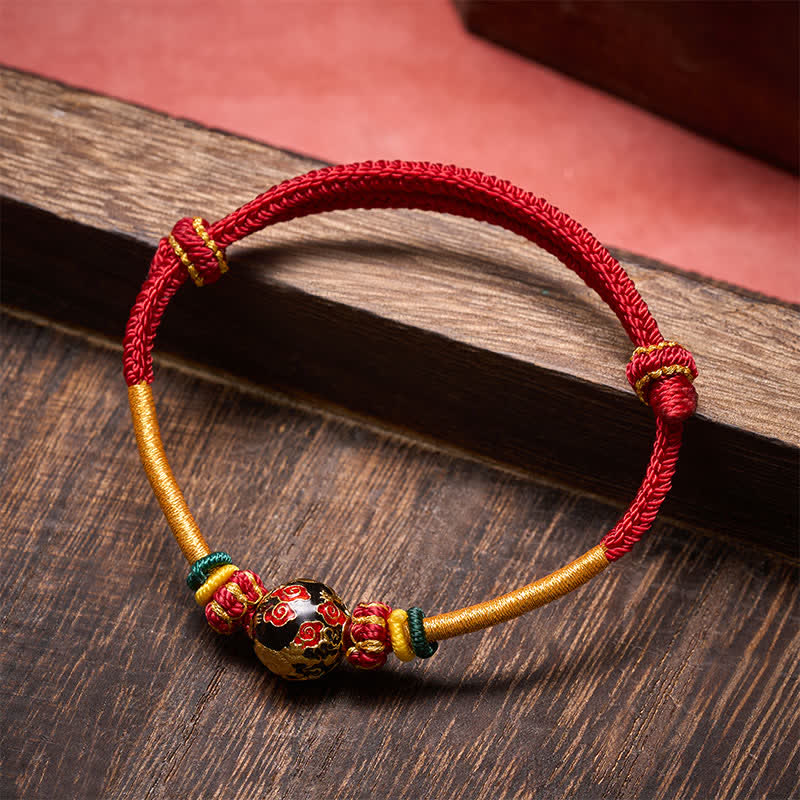 Buddha Stones Kupferdrachenperlen-Armband mit roter Schnur, starkes geflochtenes Armband - image 1