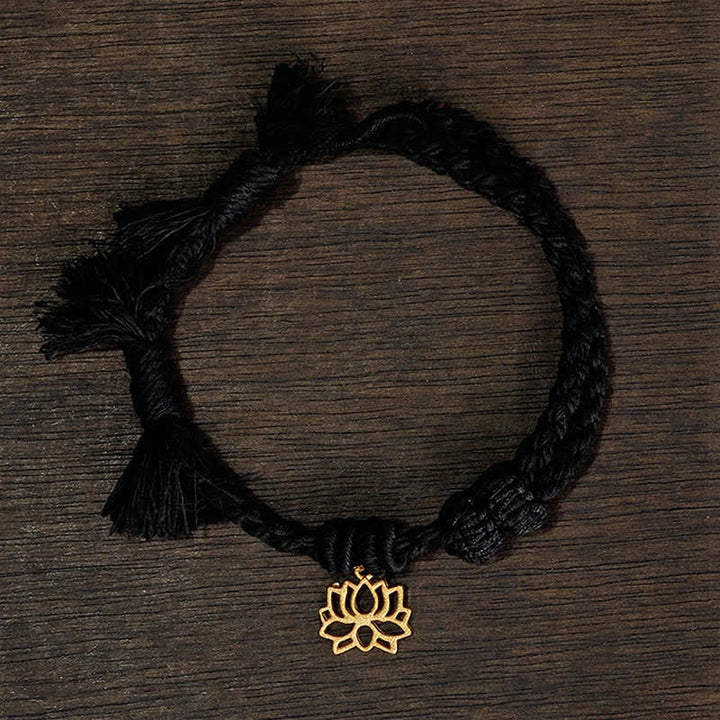 Buddha Stones Kupfer-Lotus-Armband mit roter Schnur – ein neuer Anfang - Schwarzes Armband (Handgelenkumfang: 14–17 cm) - LOTUS - image 15