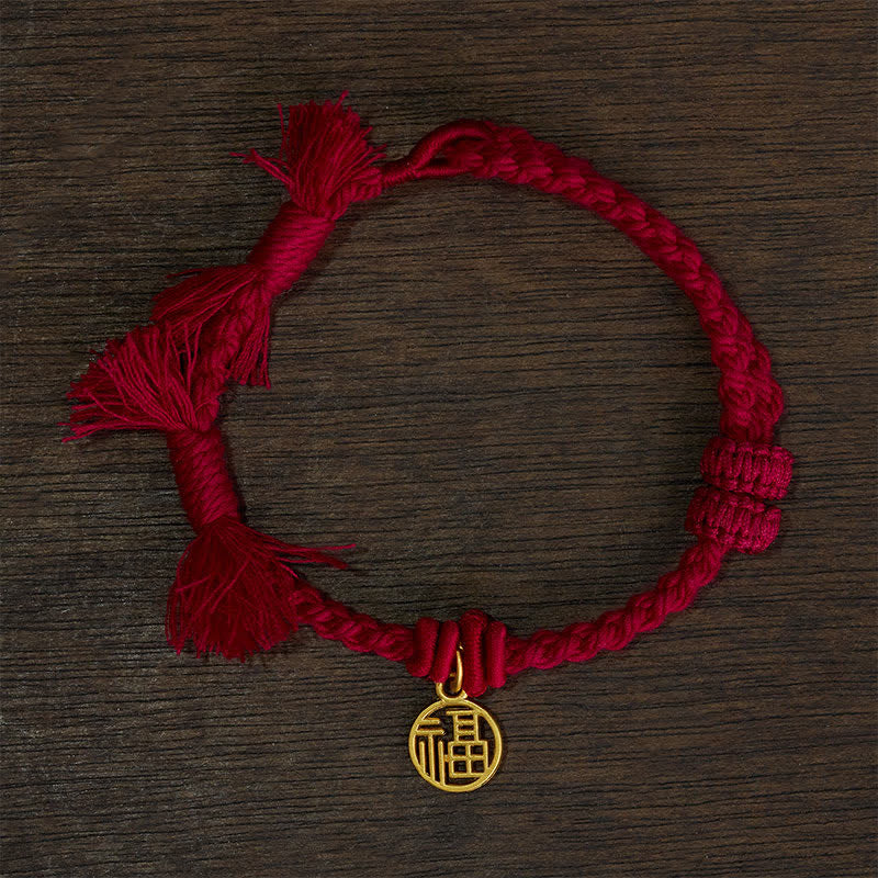 Buddha Stones Kupfer-Lotus-Armband mit roter Schnur – ein neuer Anfang - Dunkelrote Schnur (Handgelenkumfang: 14–17 cm) - FU CHARAKTER - image 6