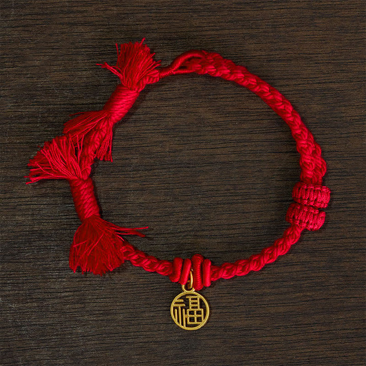 Buddha Stones Kupfer-Lotus-Armband mit roter Schnur – ein neuer Anfang - Rotes Band (Handgelenkumfang: 14–17 cm) - FU CHARAKTER - image 13