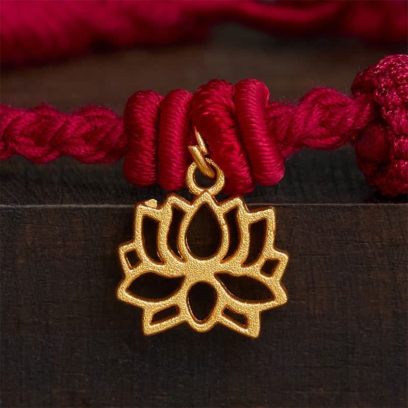 Buddha Stones Kupfer-Lotus-Armband mit roter Schnur – ein neuer Anfang - image 3