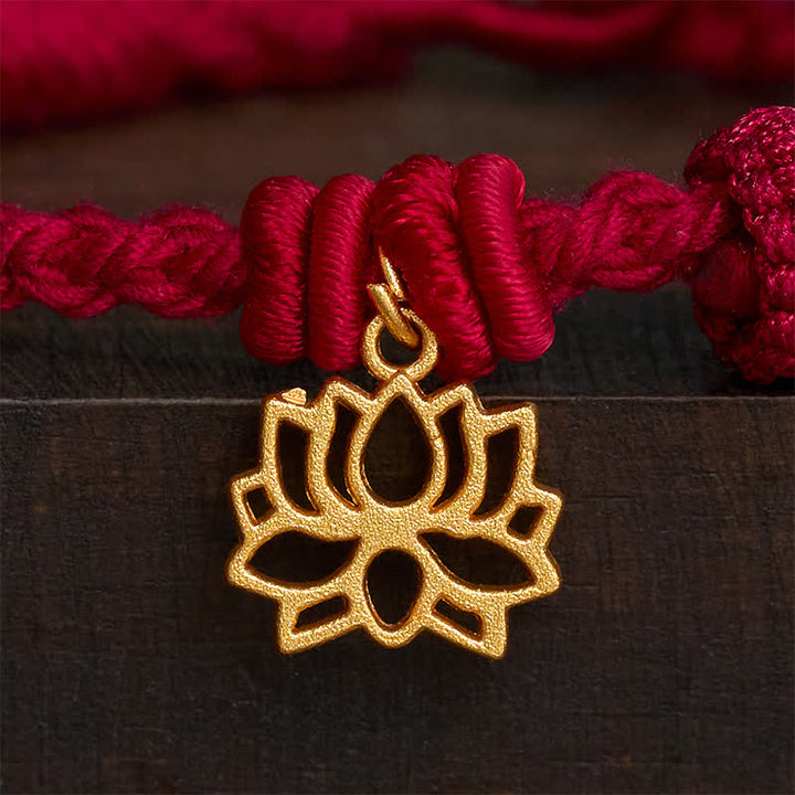 Buddha Stones Kupfer-Lotus-Armband mit roter Schnur – ein neuer Anfang - image 3