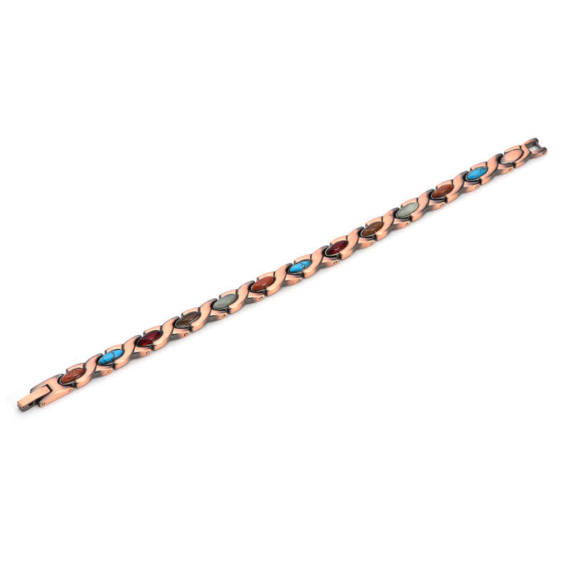 Buddha Stones Antikes Armband aus Kupfer mit Türkiseinlagen, verstellbar, mit verstellbaren Gliedern - image 4