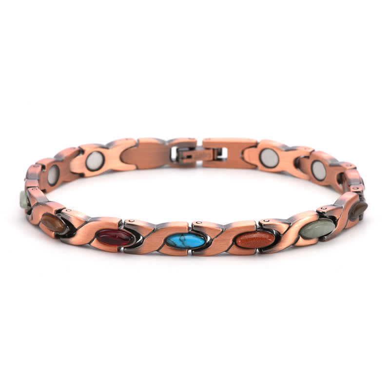 Buddha Stones Antikes Armband aus Kupfer mit Türkiseinlagen, verstellbar, mit verstellbaren Gliedern - Mehrere Farben - image 0