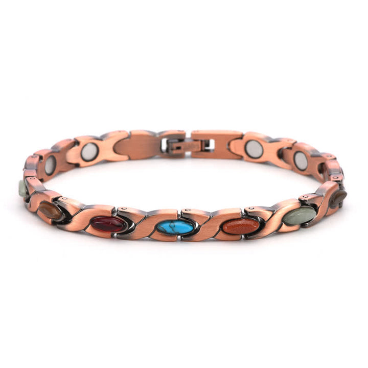Buddha Stones Antikes Armband aus Kupfer mit Türkiseinlagen, verstellbar, mit verstellbaren Gliedern - Mehrere Farben - image 0