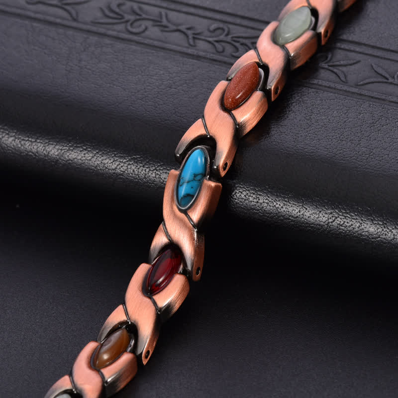 Buddha Stones Antikes Armband aus Kupfer mit Türkiseinlagen, verstellbar, mit verstellbaren Gliedern - image 3