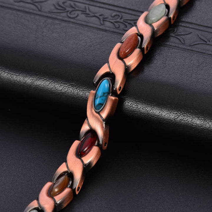 Buddha Stones Antikes Armband aus Kupfer mit Türkiseinlagen, verstellbar, mit verstellbaren Gliedern - image 3