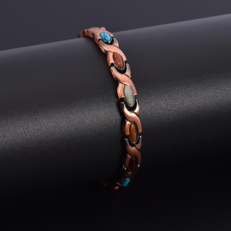 Buddha Stones Antikes Armband aus Kupfer mit Türkiseinlagen, verstellbar, mit verstellbaren Gliedern - image 2