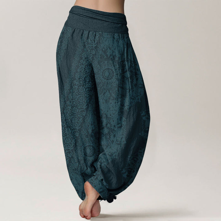 Buddha Stones Reine Baumwolle Mandala Muster Parallel Blumen Damen Haremshose mit elastischer Taille - image 7