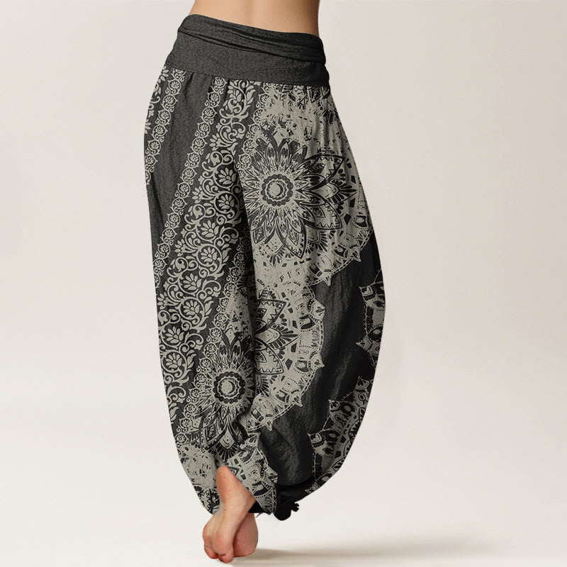 Buddha Stones Reine Baumwolle Mandala Muster Parallel Blumen Damen Haremshose mit elastischer Taille - image 1