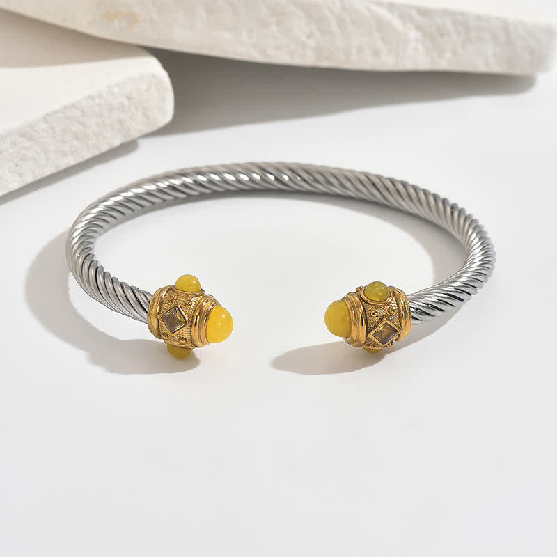 Buddha Stones Zweifarbiges Armband aus Edelstahl mit Spiralmotiv - Gelb (Gelber Edelstein-Akzent) - image 8