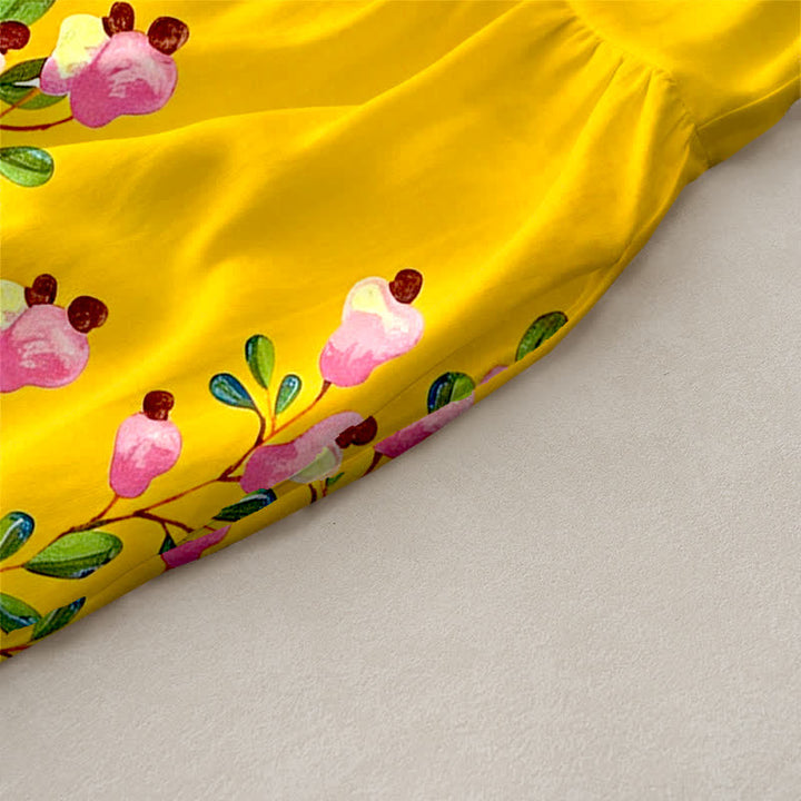 Buddha Stones Lässiges, sommerliches, ärmelloses Midikleid für Damen mit floralem Bordürenmuster und Taschen - image 2