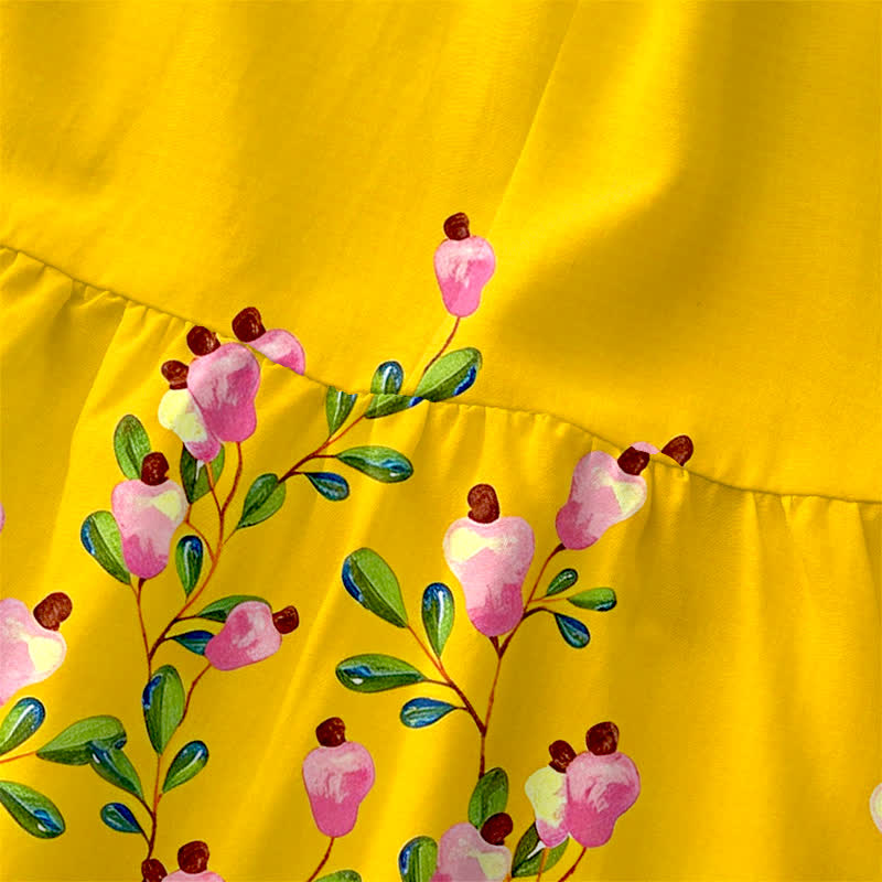 Buddha Stones Lässiges, sommerliches, ärmelloses Midikleid für Damen mit floralem Bordürenmuster und Taschen - image 1