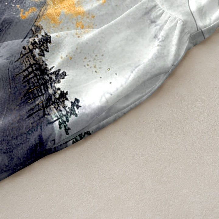 Buddha Stones Sommerliches, lässiges, ärmelloses Midikleid mit Taschen und Landschaftsmuster mit Kranichenmotiv für Damen - image 10