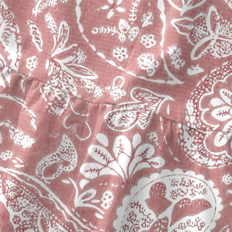 Buddha Stones Lässiges, weißes, ärmelloses Midikleid für Damen mit Medaillon-Blumenmuster und Taschen - image 9